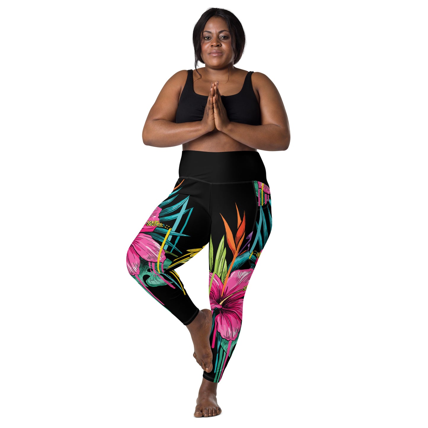 Flowers Cry Legging with Pockets - Black